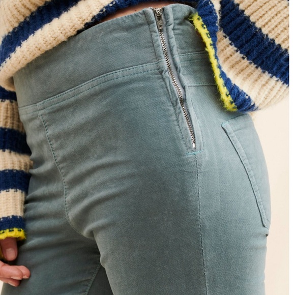 Free People Gray M In My feelings Velvet Crop Slim Flare pants - Picture 3 of 8